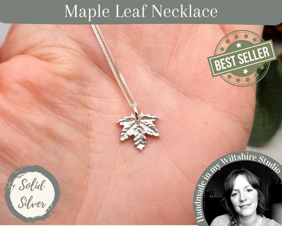 Silver maple shop leaf necklace