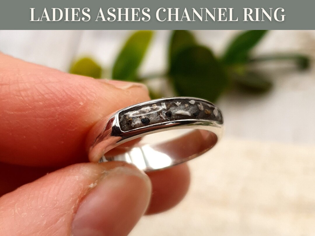 LADIES ASHES CHANNEL Ring, Your Loved One's Ashes in a Sterling Silver ...