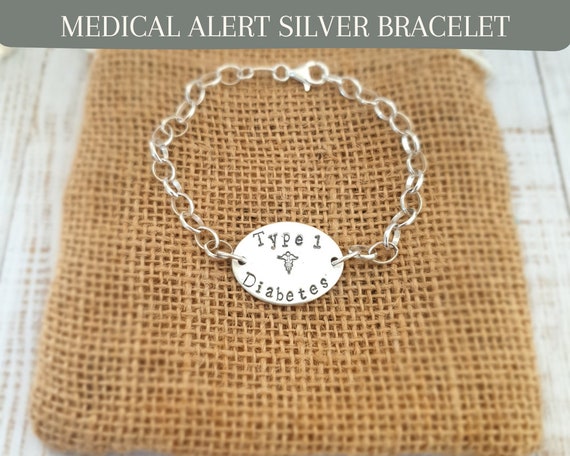 Silver medical bracelet discount