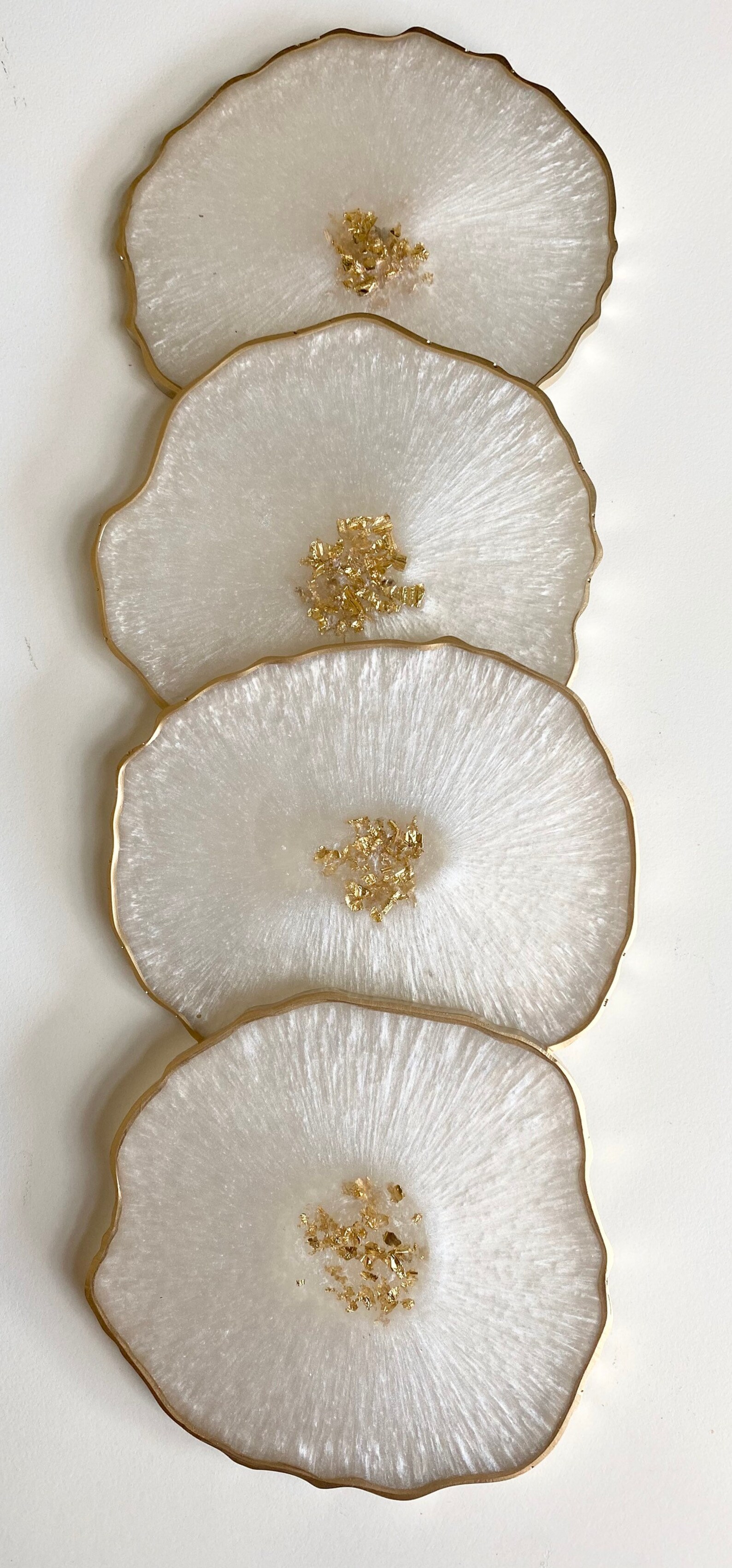 Moonstone White Geode Resin Coasters Handmade Agate Epoxy Etsy