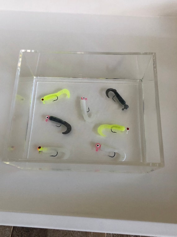 Fishing Lure Acrylic Trinket Dish Catch All Tray. Perfect for Fathers Day  Gift Great for Keys or on a Bar Cart. Food Safe Non Toxic. 