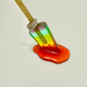 Resin RAINBOW melting popsicle, modern ring holder, Functional pop art jewelry dish. Vanity sink jewelry organizer, Life size food art