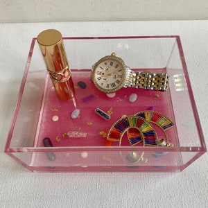 Real Pill resin acrylic catch all, trinket dish with pink and sparkles! 6”x5” nurse or pharmacy tech gift, jewelry holder