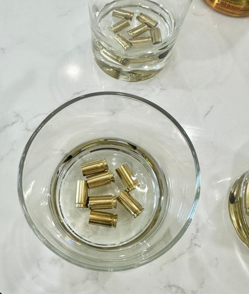 4 whiskey glasses w real brass shell bullet casings cast in resin. Great gift for hunters, whiskey lovers. Unique gift for dad, husband image 6
