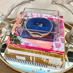 Resin coaster set-4 Navy geode coasters and holder w gold accents -Large size custom agate coasters ! Housewarming, realtor gift ideas