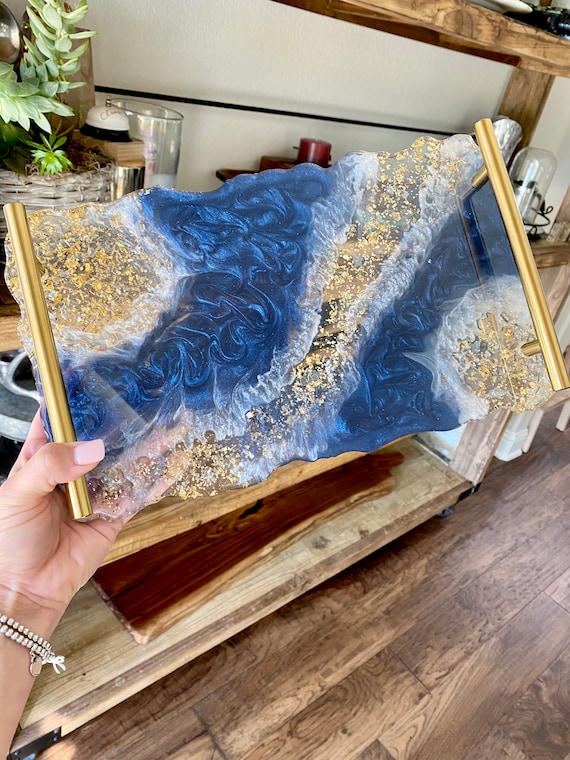 Navy blue 2024 coffee table tray