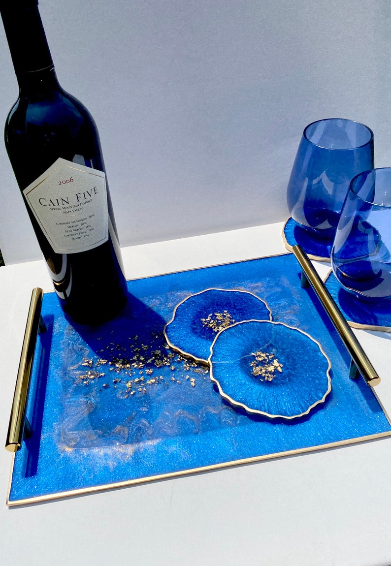 Epoch Square Coaster Sets in Navy Blue main image 0