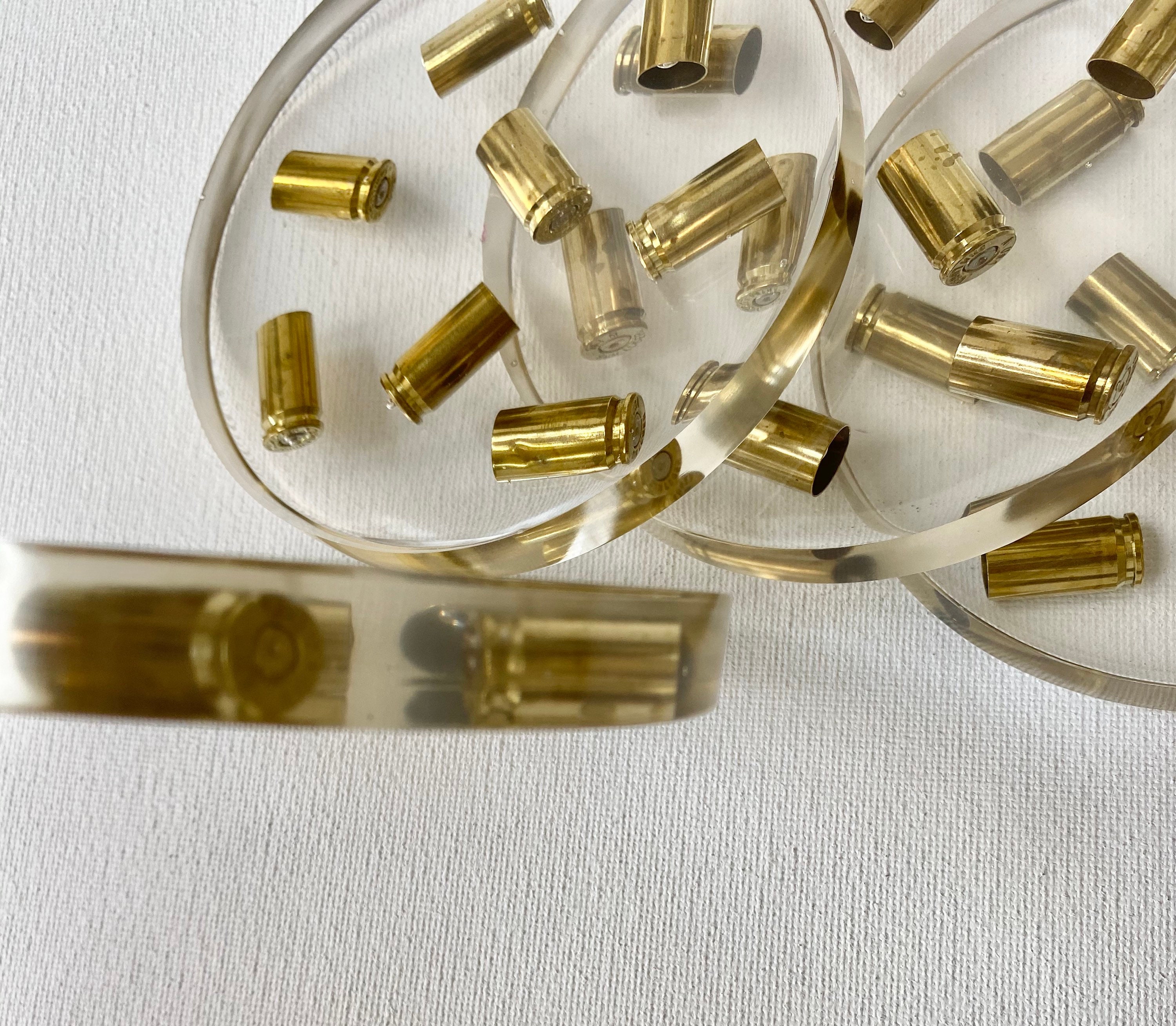 Bullet Shell Brass Casing Ammo Resin Coasters- Art Deco Handmade ...