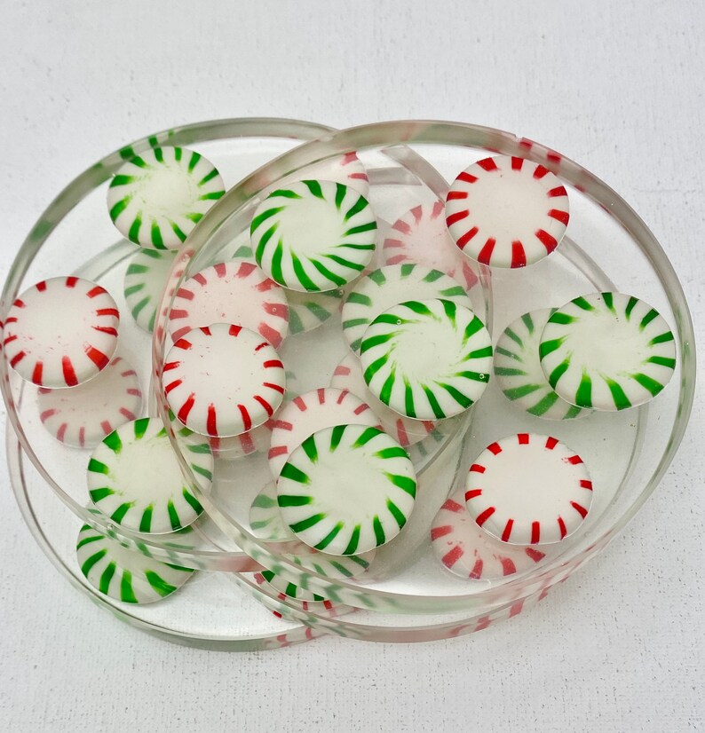 Christmas Decor Resin Coaster Set Red and Green Epoxy Etsy