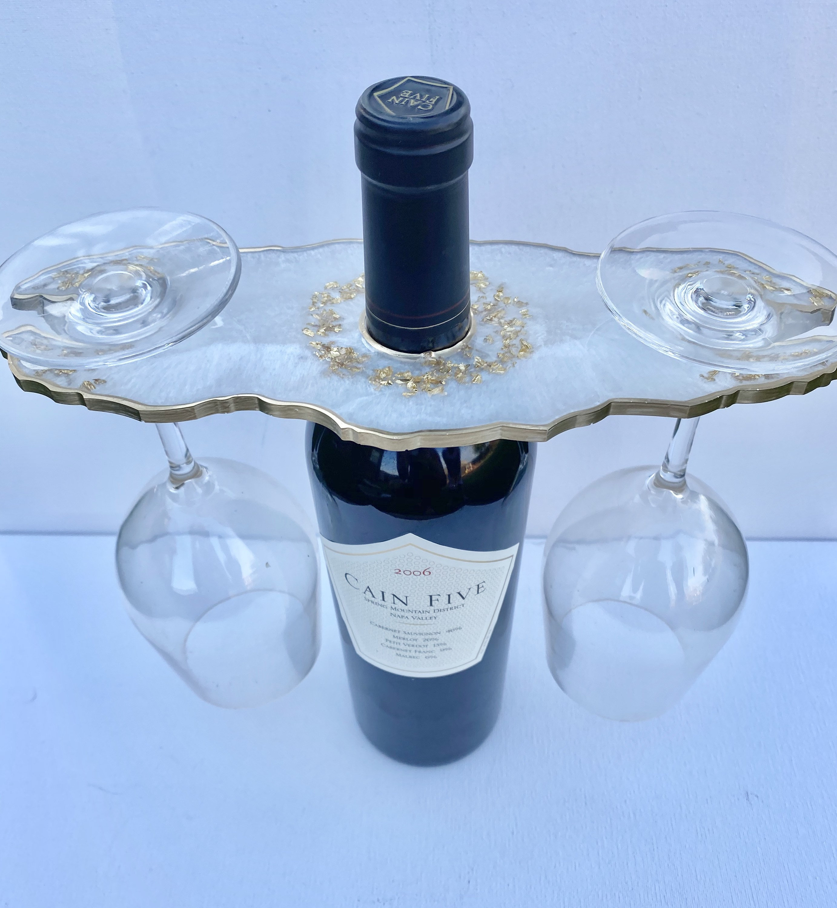 Set of 2 Michelle Butler Jeweled Wine Glasses with Cross
