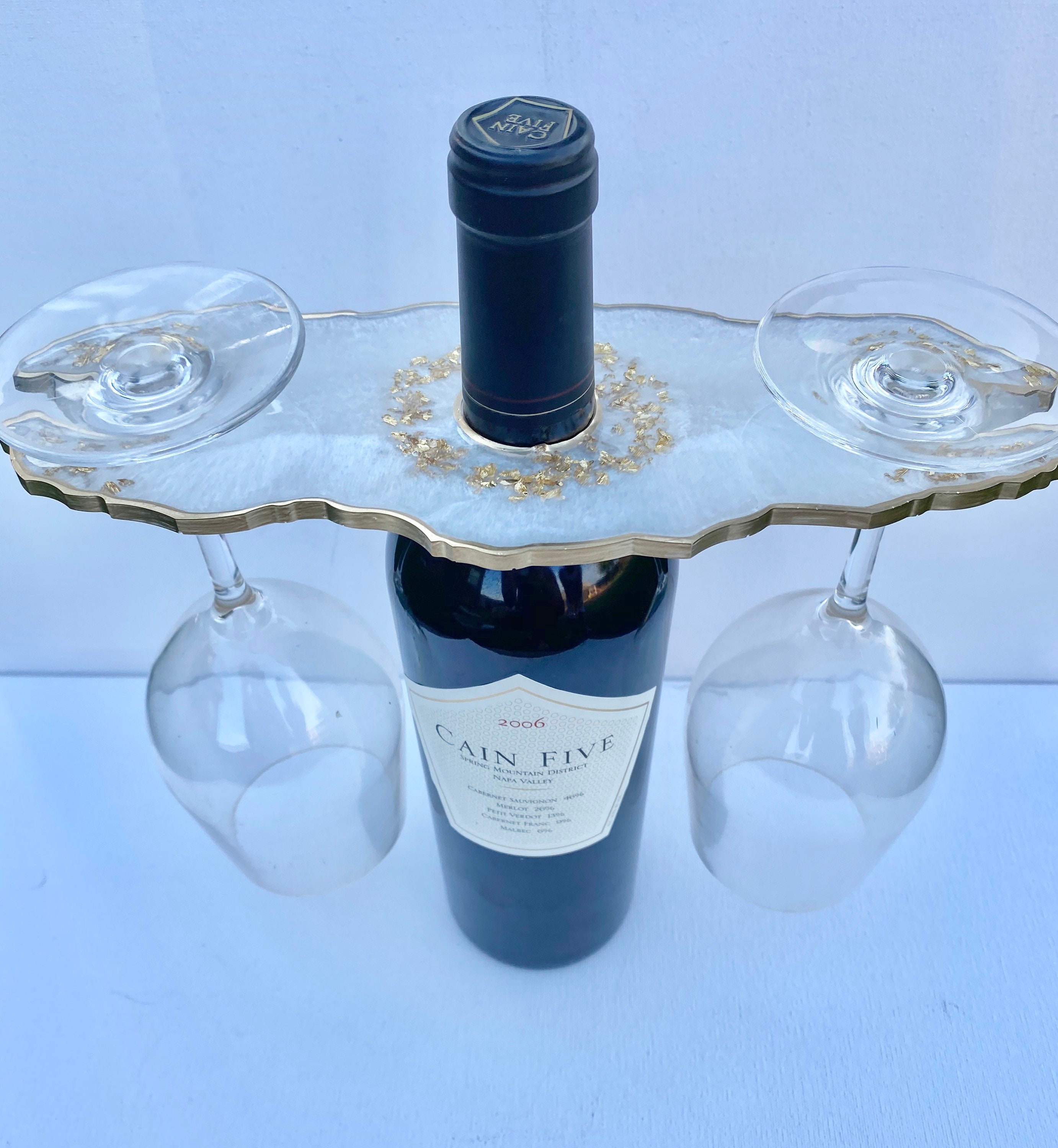 Set of 2 Michelle Butler Jeweled Wine Glasses with Cross