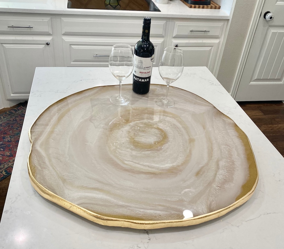 X Large 25 Luxury Resin Lazy Susan Turntable Centerpiece, Resin Geode