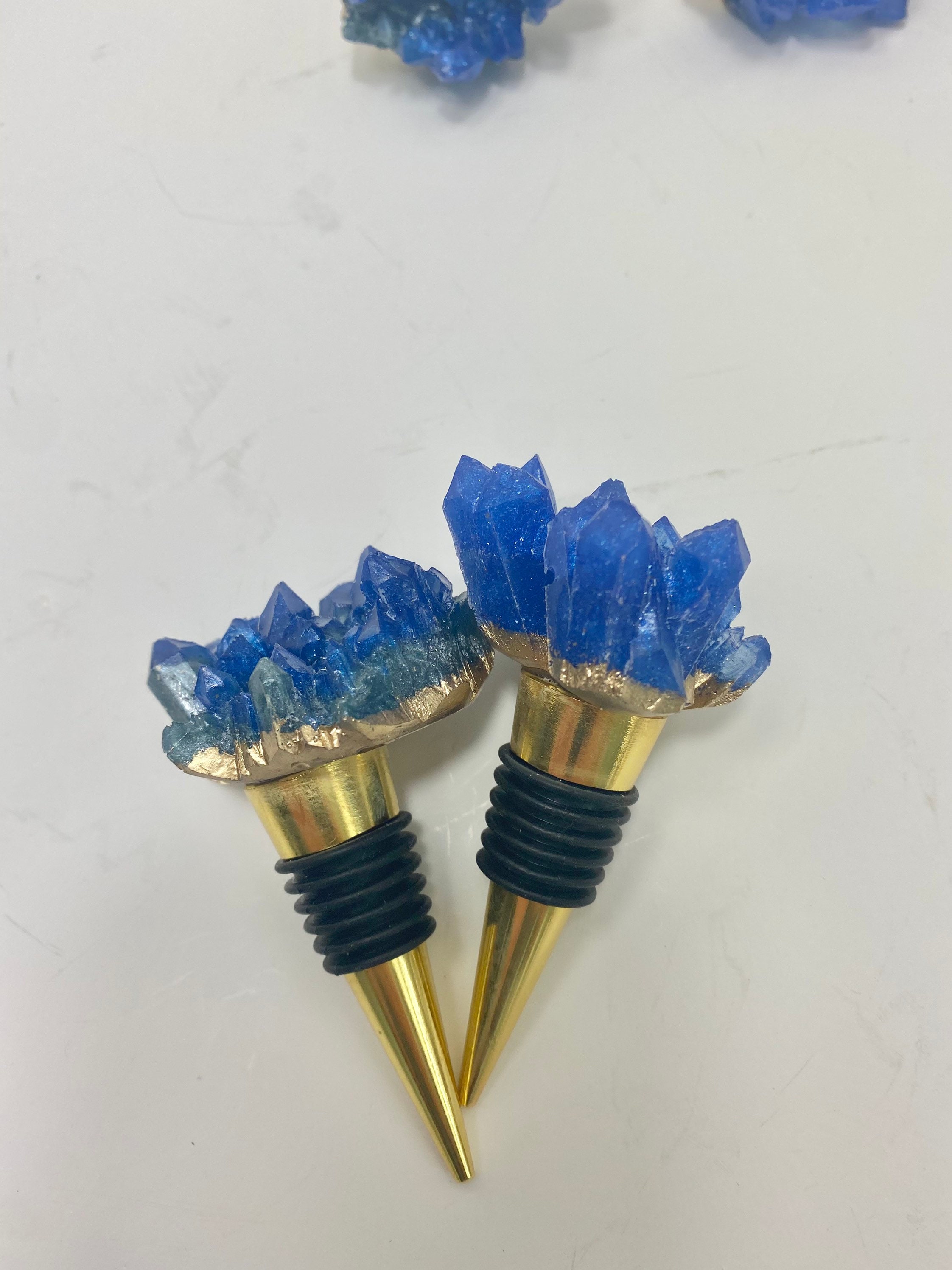 Resin Crystal Wine Champagne Bottle Stoppers Blue Etsy UK