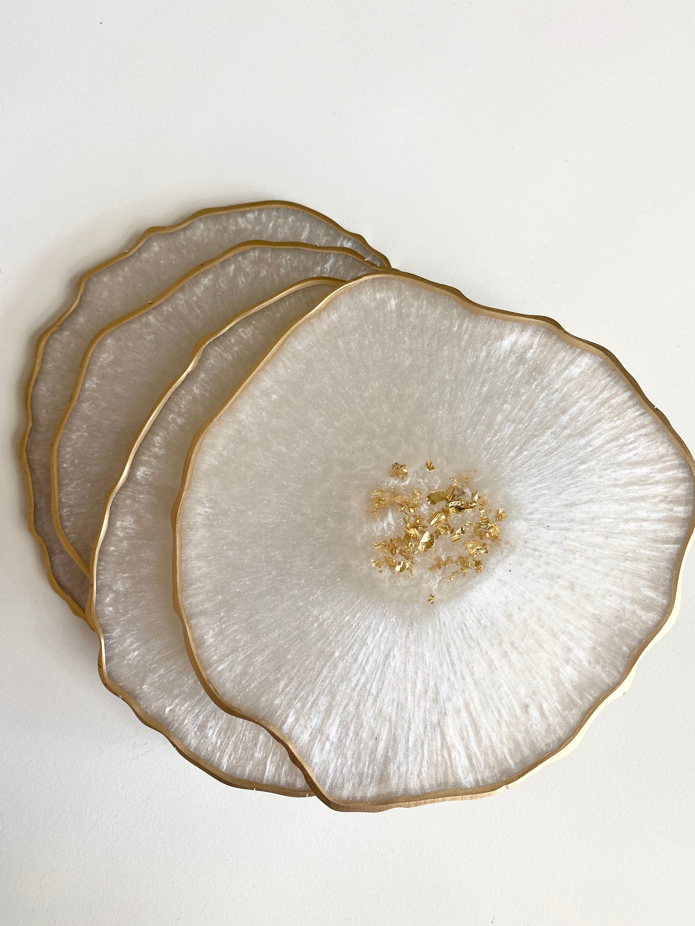 Moonstone White Geode Resin Coasters Handmade Agate Epoxy Etsy