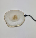 wireless charger pad, Moonstone white gold Geode resin. PHONE 8 and newer, Note and Pods, All colors avail