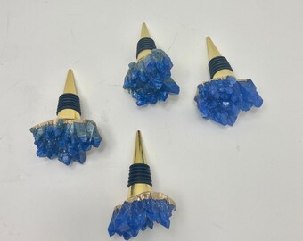 Resin crystal wine champagne bottle stoppers blue