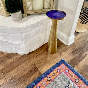 Luxury modern Cocktail martini drink table, hammered metal PURPLE  mix geode resin top-All colors available, minimalist housewarming gift