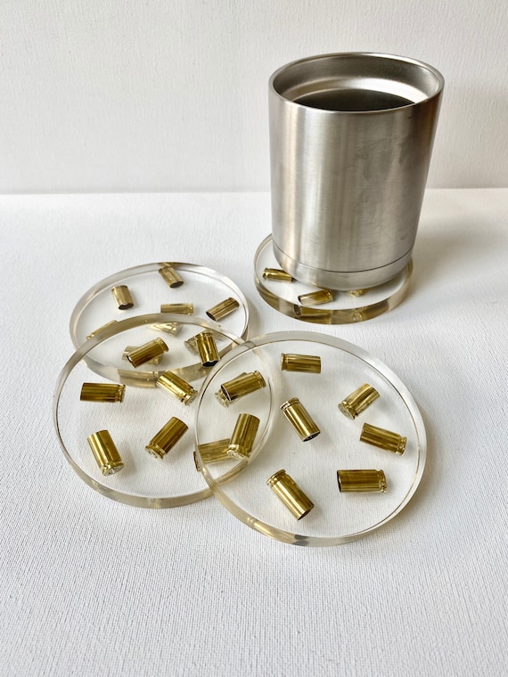 Bullet Shell Brass Casing Ammo Resin Coasters Art Deco Handmade