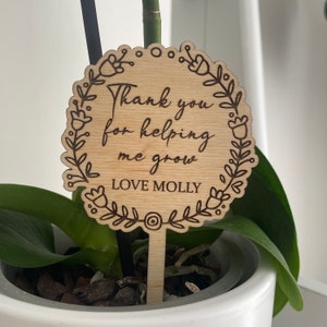 Thank You For Helping Me Grow Plant Stake - Teacher Gift