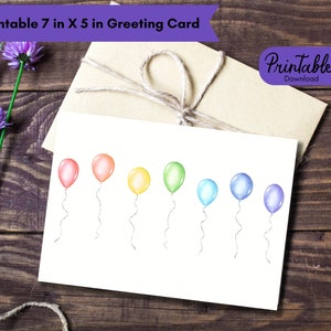 Happy birthday card, digital download, printable anniversary card featuring colourful balloons, printable printable card, celebration card