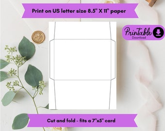 Printable Envelope Template, A7 5 X 7, for Greeting Cards, SVG PDF ...