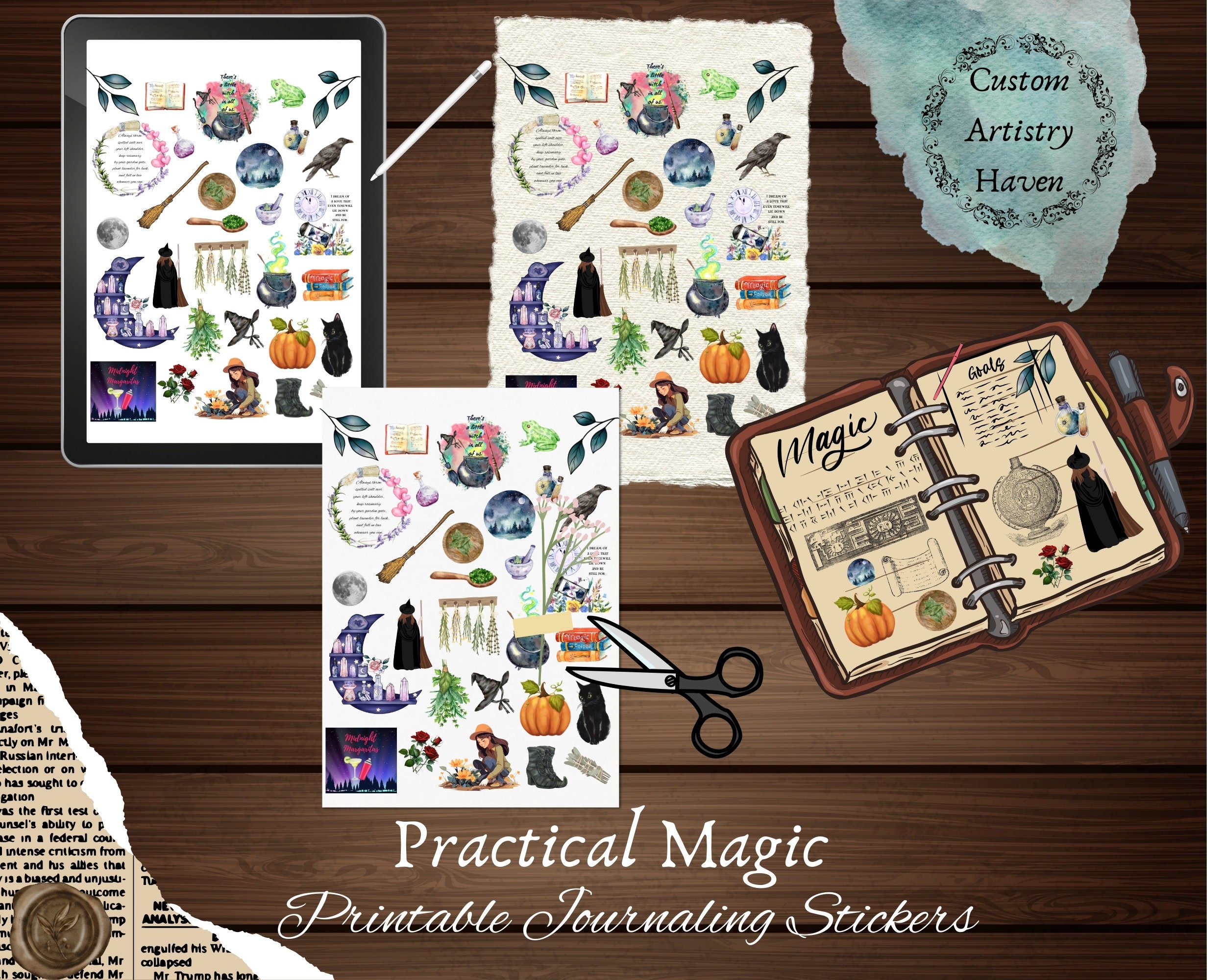 Practicals Stickers Practical Magic Inspired Journal Kit | Printable Stickers | Planner ...