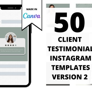 50 Kunden Testimonial Instagram Vorlagen | Instagram Canva Templates | Business Canva Templates | Testimonial Beiträge | Bewertungspost-Vorlage