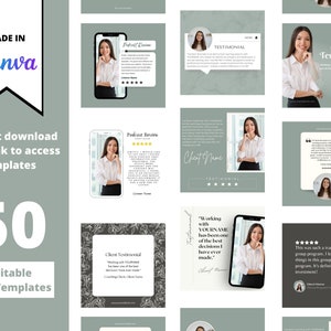 50 Client Testimonial Instagram Templates | Instagram Canva Templates ...