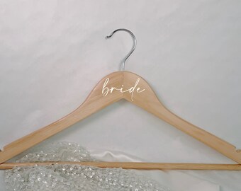 Keepsake Wedding Hangers, Personalised Perfect for Brides & Bridesmaids, Natural Finish and White Writing, Beautiful Wedding Day Reminder.