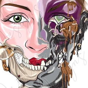 Five Stages of Decay Face Embroidery Pattern PDF, Realistic Anatomy Portrait Gothic Macabre Art Thread Painting Design, Medical Illustration