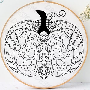 FALL PUMPKIN | 8 inch | Embroidery Template Pdf, pumpkin, autumn, fall