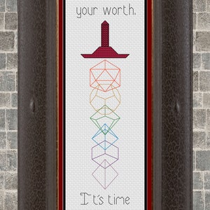 DICE SWORD - Blackwork & Cross Stitch Blend - PDF Digital Pattern - Role-play Dungeons and Dragons Wizard Tabletop Game