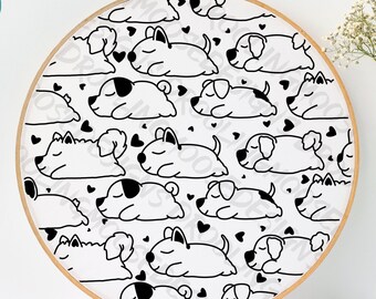 SLEEPY PUPPIES | Embroidery PDF Digital Template, dogs, sleeping, cute