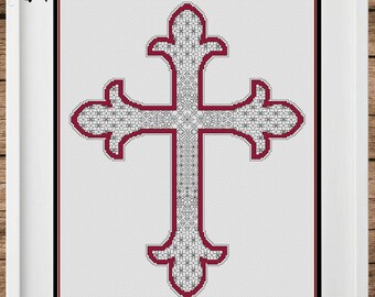 RELIGIOUS CROSS - Blackwork & Cross Stitch Blend Pdf Digital Pattern - Beautiful for Wall