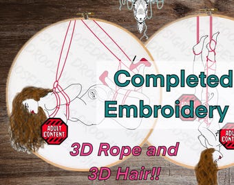 COMPLETED EMBROIDERY | Sexy Woman in Red 6 inch| bdsm, fetish, shibari, submission, bondage, sexy, curly, customizable