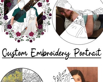 CUSTOM HAND EMBROIDERY Portrait Pdf Musterzeichnung - gesticktes Portrait Ihrer Lieben | personalisierter faser kunstrahmen wohnkultur