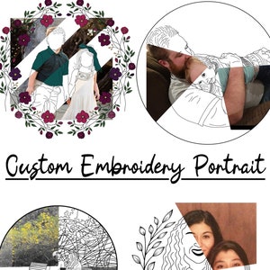 CUSTOM HAND EMBROIDERY Portrait Pdf pattern drawing - embroidered portrait of your loved ones | personalized fiber art hoop home decor