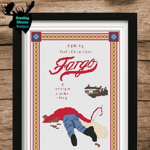 FARGO MOVIE COVER - Blackwork & Cross Stitch Blend - Pdf Digital Pattern