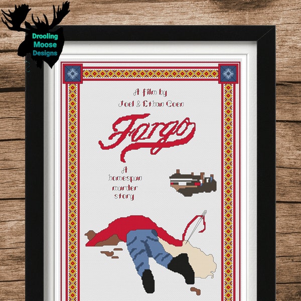 FARGO MOVIE COVER - Blackwork & Cross Stitch Blend - Pdf Digital Pattern