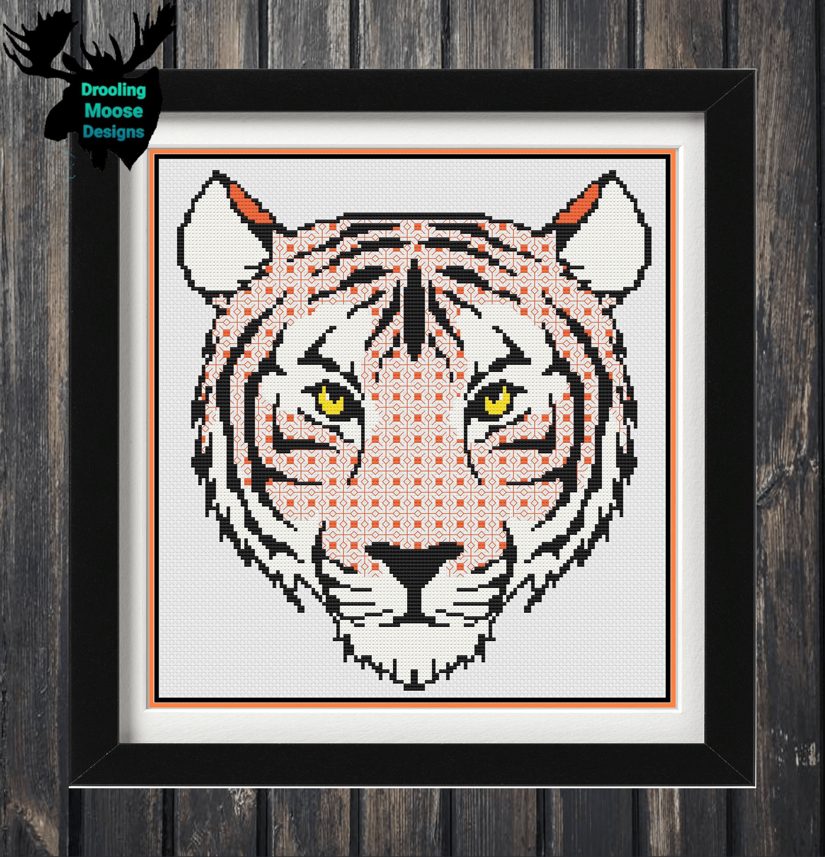 TIGER FACE Blackwork & Cross Stitch Blend Pdf Digital - Etsy