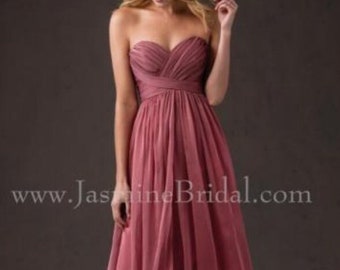 Strapless Dress with Draping skirt short to long with front slit Jasmine Bridesmaid L184052 Special Occasion Gown Formal size 14