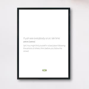 Jamaican Proverb wall art print and decor.