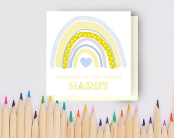 New Baby Card, Baby Boy, Baby Girl, Gender Neutral New baby Card, Cute Pastel Rainbow Card, Baby Shower, Gender Reveal, Christening Card