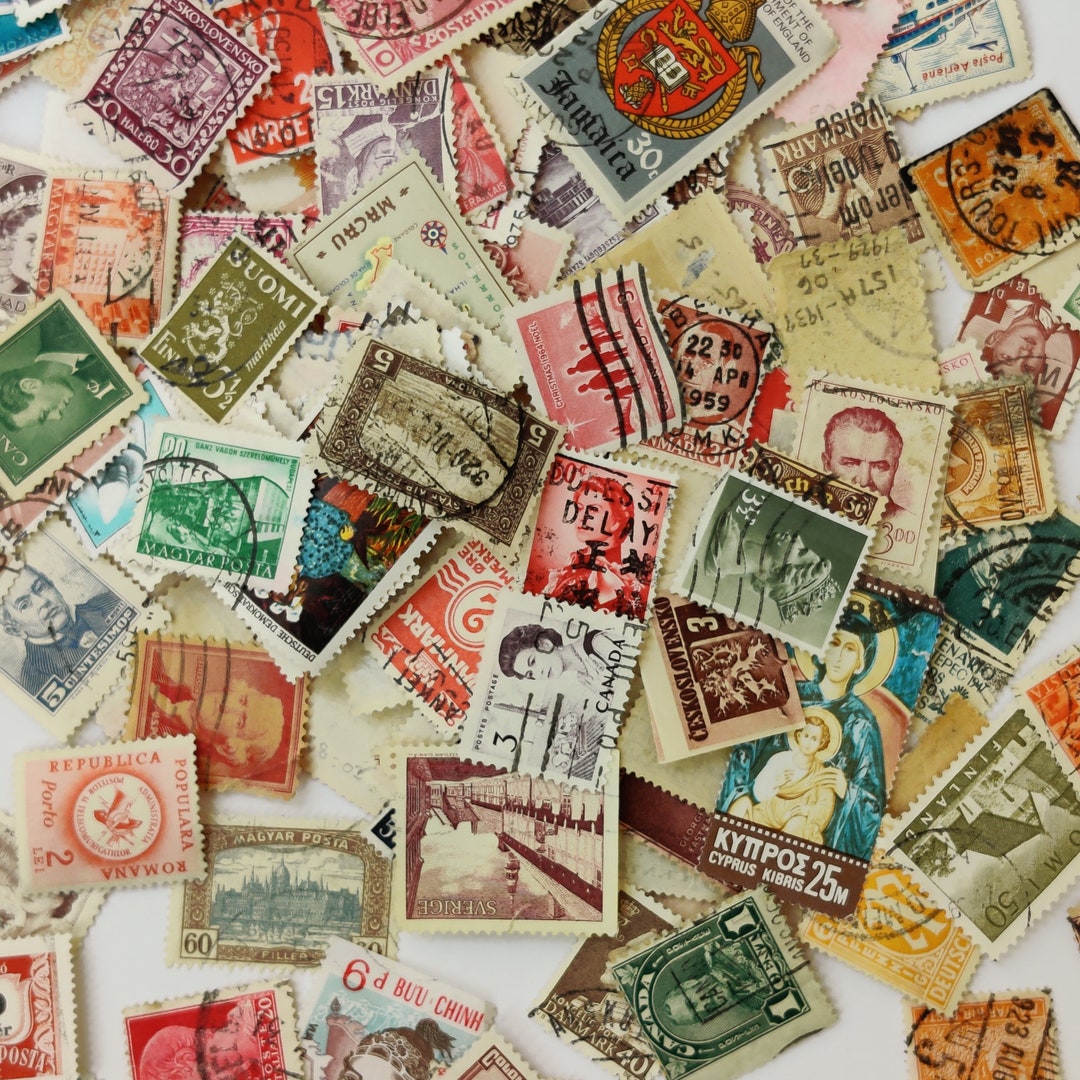 Pack of 50 Vintage Stamps International Mail Postage Stamps Etsy