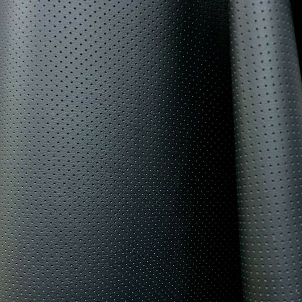 BLACK Perforated Faux Leather Vinyl Upholstery Fabric (55 in.) Sold By The Yard