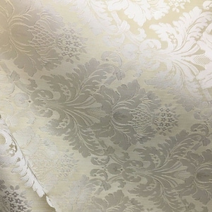 IVORY Damask Jacquard Brocade Flower Floral Fabric (110 in.) Sold By The Yard