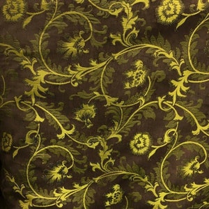 BROWN GOLD Floral Chenille Upholstery Fabric (54 in.) Sold By The Yard