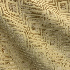 GOLD Geometric Chenille Upholstery Brocade Fabric (54 in.) Sold By The Yard