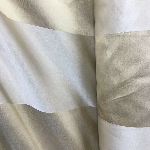 GOLD IVORY Striped Taffeta Brocade Upholstery Drapery Fabric (54 in.) Sold By The Yard