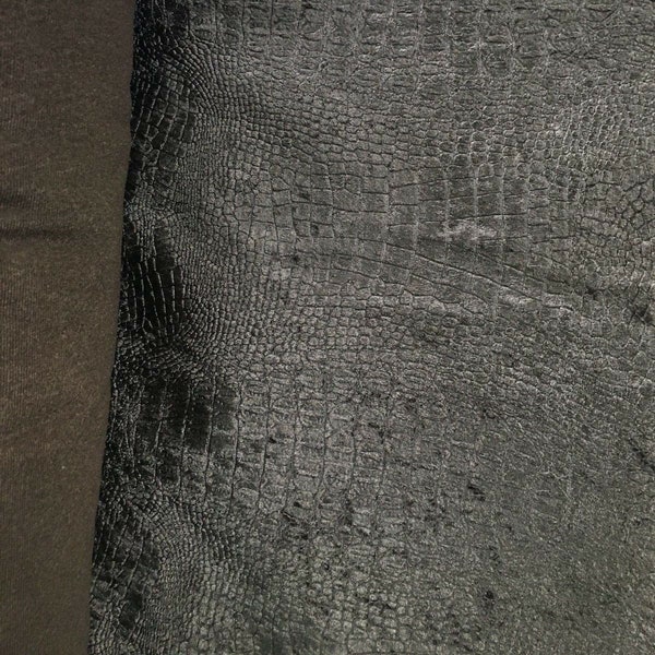 DARK BROWN Alligator Crocodile Embossed Chenille Velvet Fabric (56 in.) Sold By The Yard